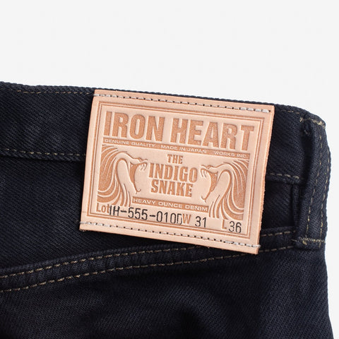 Iron Heart IH-555S-21od in 21oz indigo overdyed black selvedge denim jeans available at Rugged Gentlemen Shoppe