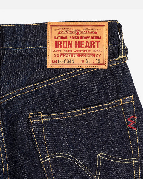 Iron Heart IH-634N in 17oz natural indigo selvedge denim jeans available at Rugged Gentlemen Shoppe