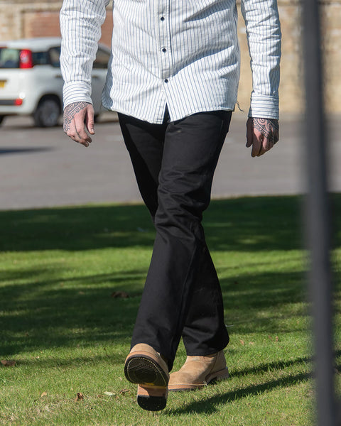 Iron Heart IH-634S-142BB in 14oz black selvedge denim jeans available at Rugged Gentlemen Shoppe