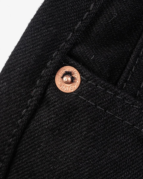Iron Heart IH-634S-142BB in 14oz black selvedge denim jeans available at Rugged Gentlemen Shoppe