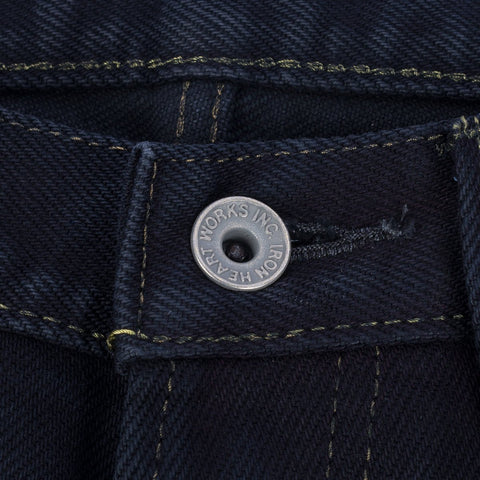 Iron Heart IH-634S-B in 21oz indigo overdyed black selvedge denim jeans available at Rugged Gentlemen Shoppe