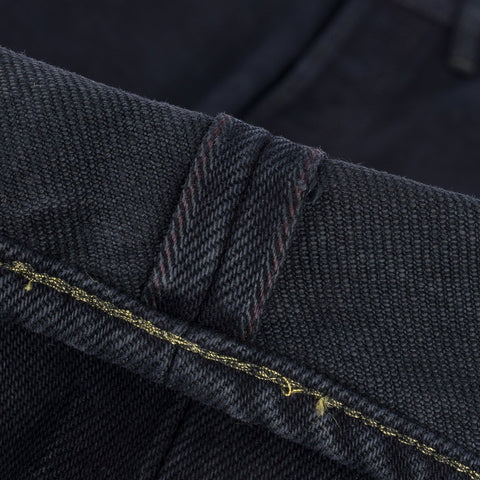 Iron Heart IH-634S-B in 21oz indigo overdyed black selvedge denim jeans available at Rugged Gentlemen Shoppe
