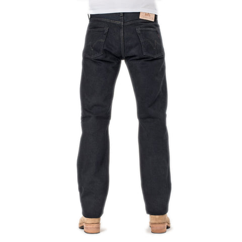 Iron Heart IH-634S-B in 21oz indigo overdyed black selvedge denim jeans available at Rugged Gentlemen Shoppe