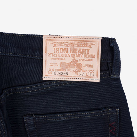 Iron Heart IH-634S-B in 21oz indigo overdyed black selvedge denim jeans available at Rugged Gentlemen Shoppe