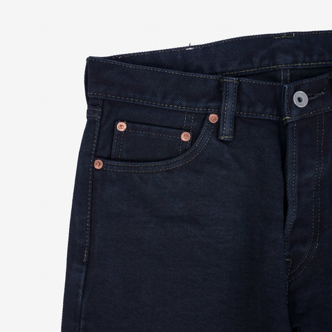 Iron Heart IH-634S-B in 21oz indigo overdyed black selvedge denim jeans available at Rugged Gentlemen Shoppe