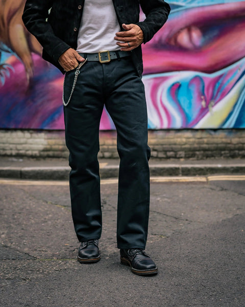 Iron Heart IH-634S-SB in 21oz superblack non-fade selvedge denim jeans available at Rugged Gentlemen Shoppe