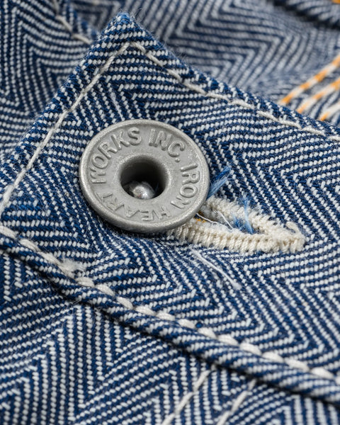 Iron Heart IH-830-IND herringbone pants indigo in 10.5oz available at Rugged Gentlemen Shoppe