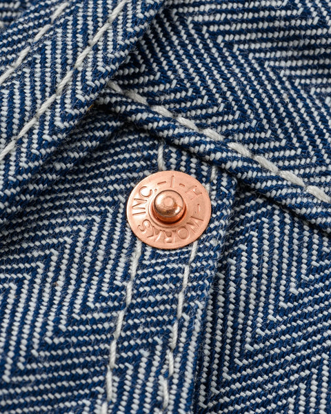 Iron Heart IH-830-IND herringbone pants indigo in 10.5oz available at Rugged Gentlemen Shoppe