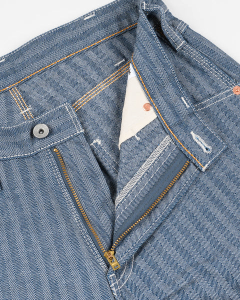 Iron Heart IH-830-IND herringbone pants indigo in 10.5oz available at Rugged Gentlemen Shoppe