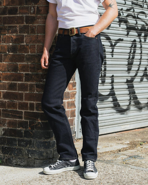Iron Heart IH-888S-21od indigo overdyed black in 21oz selvedge denim jeans available at Rugged Gentlemen Shoppe