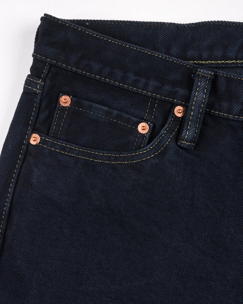 Iron Heart IH-888S-21od indigo overdyed black in 21oz selvedge denim jeans available at Rugged Gentlemen Shoppe