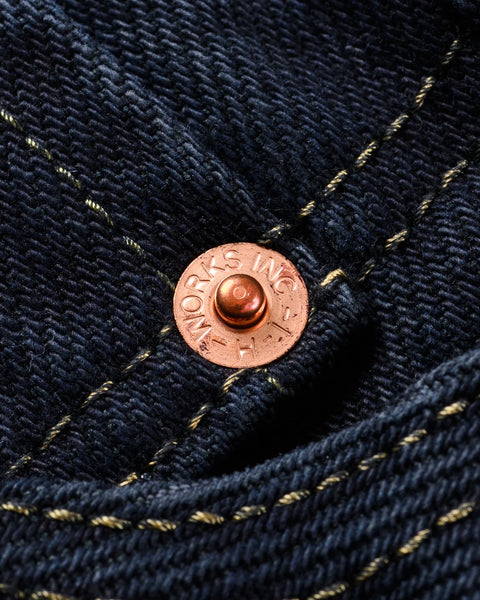 Iron Heart IH-888S-21od indigo overdyed black in 21oz selvedge denim jeans available at Rugged Gentlemen Shoppe