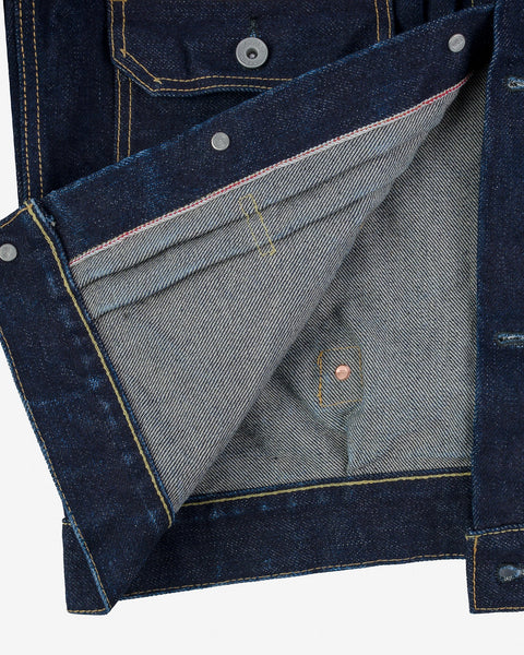 Ironheart IHJ-139-IND selvedge denim type II jacket 19oz underside close-up in Rugged Gentlemen Shoppe Singapore