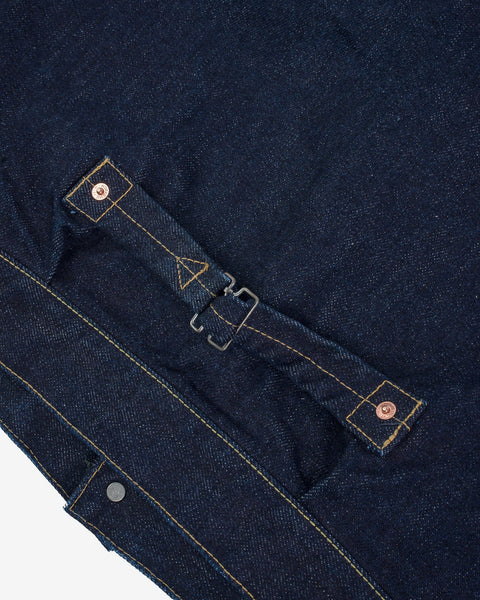 Ironheart IHJ-139-IND selvedge denim type II jacket 19oz cinch-back close-up in Rugged Gentlemen Shoppe Singapore
