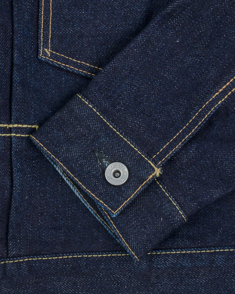 Ironheart IHJ-139-IND selvedge denim type II jacket 19oz sleeve close-up in Rugged Gentlemen Shoppe Singapore
