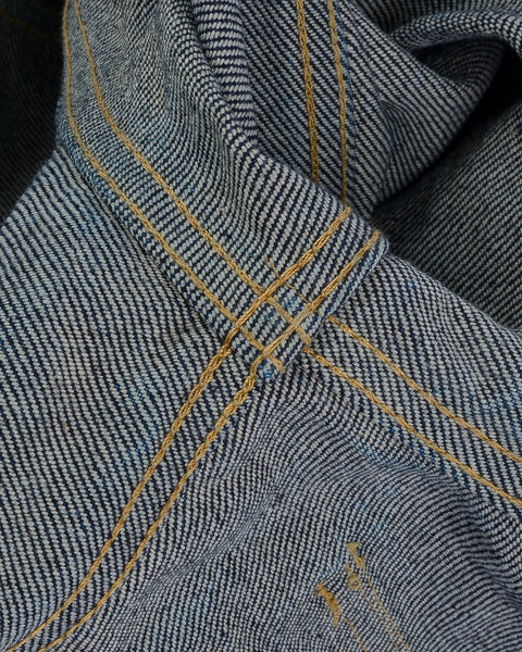 Ironheart IHJ-139-IND selvedge denim type II jacket 19oz double-needle stitching close-up in Rugged Gentlemen Shoppe Singapore
