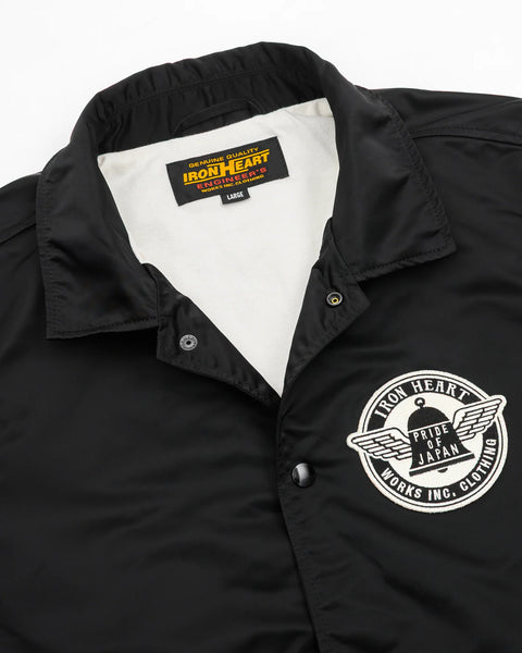 Iron Heart IHJ-160-BLK nylon coach jacket of 4.8oz in Black available at Rugged Gentlemen Shoppe
