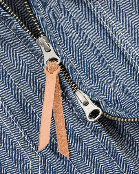 Iron Heart IHJ-164-BLU herringbone work jacket 10.5oz selvedge denim jeans available at Rugged Gentlemen Shoppe