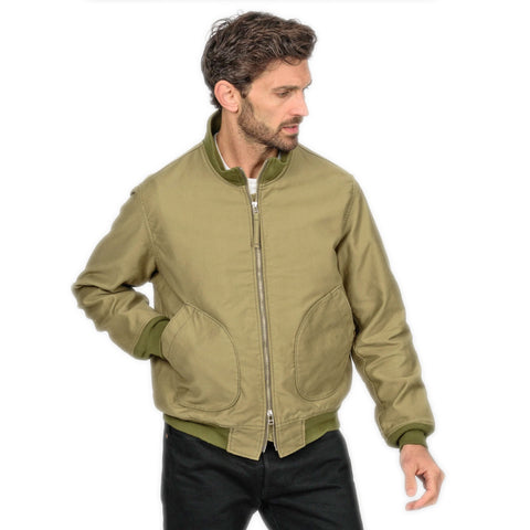 Iron Heart IHM-52-KHA 12oz Whipcord Tanker Jacket in Khaki wear by model front view available at Rugged Gentlemen Shoppe
