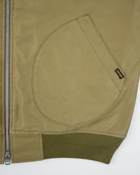 Iron Heart IHM-52-KHA 12oz Whipcord Tanker Jacket in Khaki close-up handwarmer view