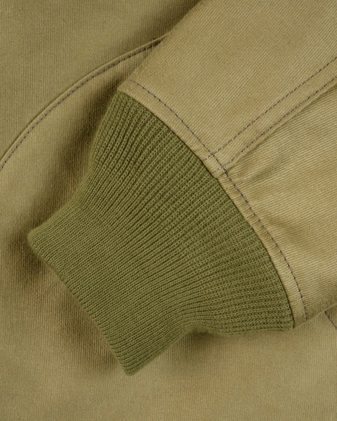 Iron Heart IHM-52-KHA 12oz Whipcord Tanker Jacket in Khaki close-up sleeve cuff view
