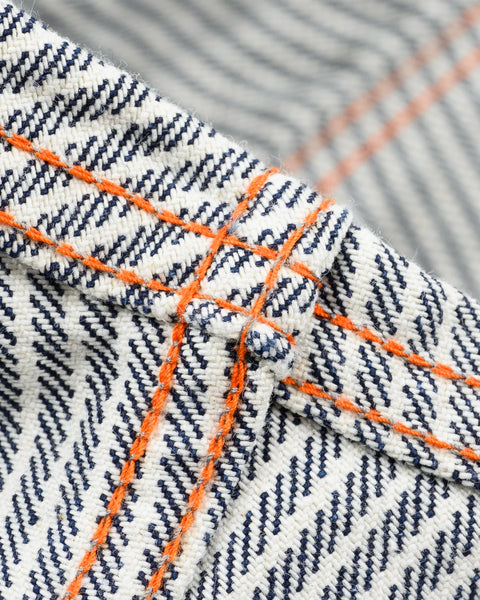 Iron Heart IHSH-07-IND hickory stripe western shirt double-needle stitching view in Rugged Gentlemen Shoppe Singapore