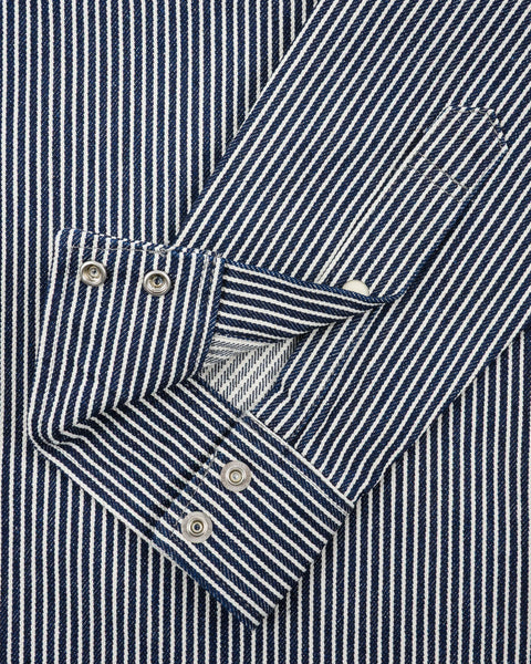 Iron Heart IHSH-07-IND hickory stripe western shirt sleeve open up view in Rugged Gentlemen Shoppe Singapore