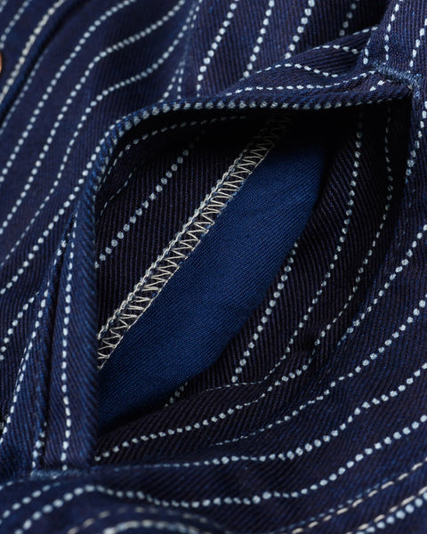 Iron Heart IHSH-227-IND 12oz CPO Wabash Shirt close-up handwarmer view in Rugged Gentlemen Shoppe