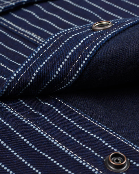 Iron Heart IHSH-227-IND 12oz CPO Wabash Shirt close-up fabric view in Rugged Gentlemen Shoppe