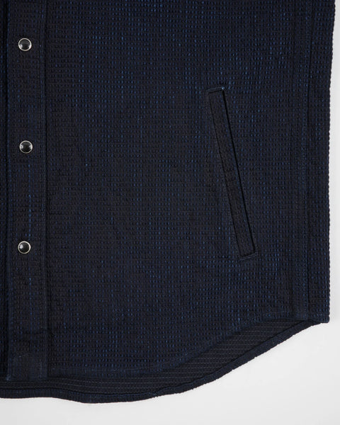 Iron Heart IHSH-437-IND Dobby Cloth CPO Shirt in indigo in 13.5oz selvedge denim jeans available at Rugged Gentlemen Shoppe