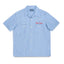Iron Heart IHSH-447-SAX cotton linen open collar short sleeve shirt in sax blue in 5oz available at Rugged Gentlemen Shoppe