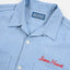 Iron Heart IHSH-447-SAX cotton linen open collar short sleeve shirt in sax blue in 5oz available at Rugged Gentlemen Shoppe