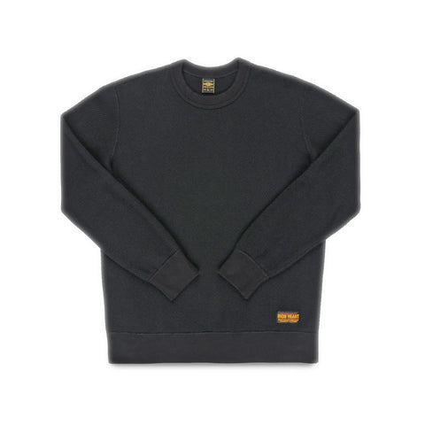 Iron Heart IHSW-86-BLK Heavyweight Thermal Crew Neck Sweater in Black available at Rugged Gentlemen Shoppe
