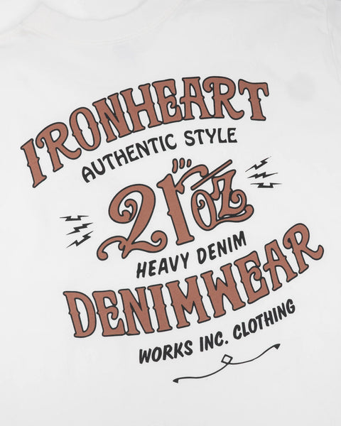 Iron Heart IHT-2603-WHT 7.5oz Loopwheel Cotton Graphic T-Shirt Made in Japan available at Rugged Gentlemen Shoppe Singapore