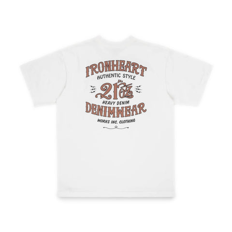 Iron Heart IHT-2603-WHT 7.5oz Loopwheel Cotton Graphic T-Shirt Made in Japan available at Rugged Gentlemen Shoppe Singapore