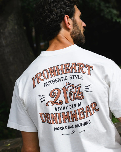 Iron Heart graphic t-shirt crafted from 7.5oz loopwheel cotton T-SHIRT in Japan