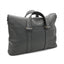 Handmade black leather briefcase with fold-down design and premium full-grain leather