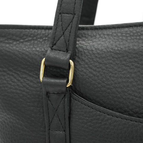 Close-up of premium tumbled full-grain leather texture on OGL 9981 tote bag