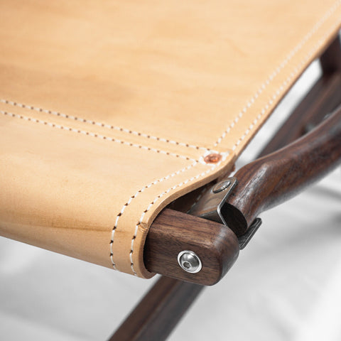 OGL Kermit wooden chair V1 in vegetable tanned leather, handcrafted folding chair with wooden frame for camping
vegetable tanned leather Kermit chair wooden folding design outdoor handcrafted