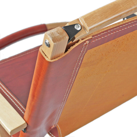 OGL Kermit wooden chair V4 large size in glazed brown leather, oversized folding chair wooden frame
large Kermit chair brown leather wide seat handcrafted folding outdoor chair