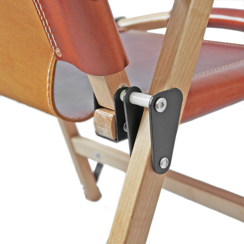 OGL Kermit wooden chair V4 large size in glazed brown leather, oversized folding chair wooden frame
large Kermit chair brown leather wide seat handcrafted folding outdoor chair