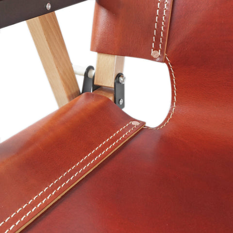 OGL Kermit wooden chair V4 large size in glazed brown leather, oversized folding chair wooden frame
large Kermit chair brown leather wide seat handcrafted folding outdoor chair