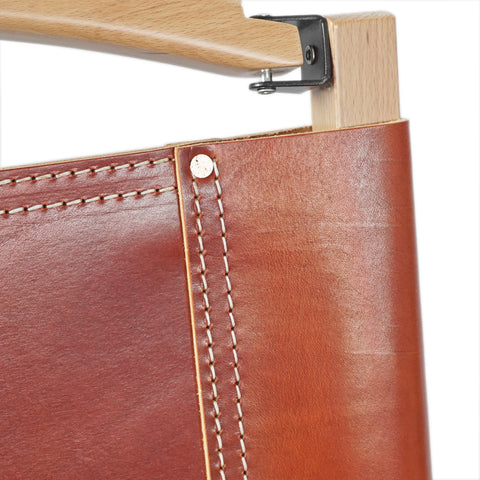 OGL Kermit wooden chair V4 large size in glazed brown leather, oversized folding chair wooden frame
large Kermit chair brown leather wide seat handcrafted folding outdoor chair