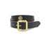 Obbi Good Label Single-Prong Concho Belt in hand-dyed black vegetable-tanned leather with solid brass conchos and brass garrison buckle