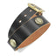 Obbi Good Label Single-Prong Concho Belt in hand-dyed black vegetable-tanned leather with solid brass conchos and brass garrison buckle