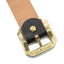 Obbi Good Label Single-Prong Concho Belt in hand-dyed black vegetable-tanned leather with solid brass conchos and brass garrison buckle