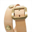 Obbi Good Label Single-Prong Concho Belt in natural vegetable-tanned leather with solid brass conchos and brass garrison buckle