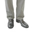 Black horsehide leather Derby shoes styled with salt and pepper trousers for a classic men's outfit