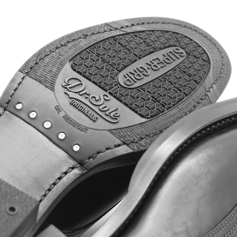 Goodyear welted horsehide Derby shoes with Dr. Sole Supergrip II rubber half soles and heels