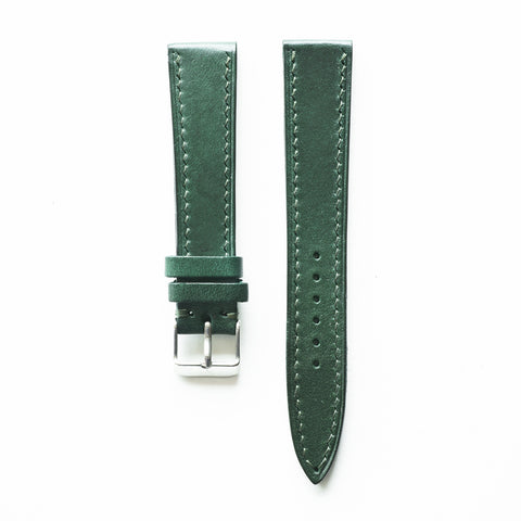 Hand-stitched Buttero leather watch strap handmade by Obbi Good Label using traditional saddle stitching techniques